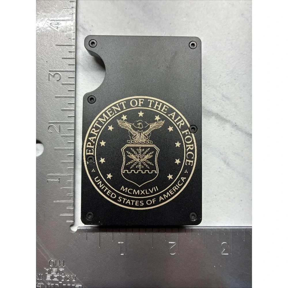Metal Slim Department Of The Air Force Logo RFID Blocking Wallet